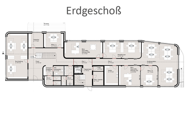 Retralog Gewerbeflächen Bürogebäude 2, Grundriss Erdgeschoß