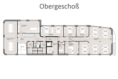Retralog Gewerbeflächen Bürogebäude 2, Grundriss Obergeschoß